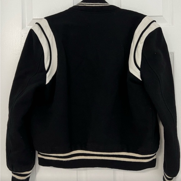 IVES SAINT LAURENT NWT Bomber Wool-blend Black & White jacket - Picture 8 of 10